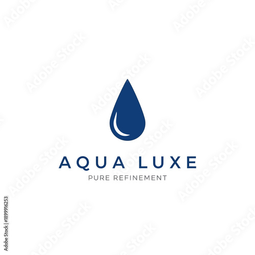Aqua Luxe Water Droplet Logo Design.