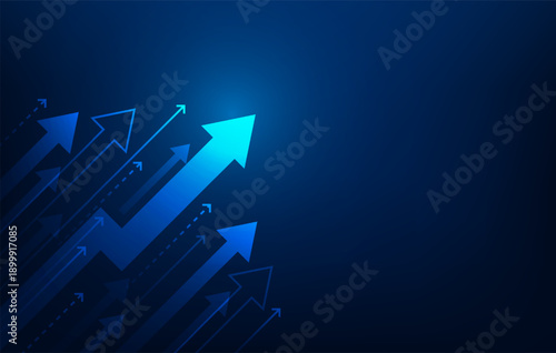 business arrow high speed growth blue background. achievement growth to success. speed increase and motivation technology concept. vector illustration fantastic digial design.