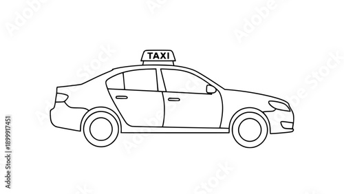 Minimalist taxi sedan car line art ride hailing transport icon vector
