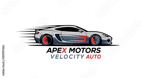 Apex Motors Velocity Auto Sports Car Logo.