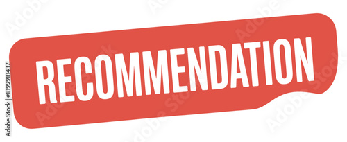 A bright red recommendation banner with prominent white text displayed