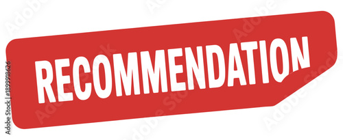 A vibrant red recommendation tag with bold white lettering displayed prominently