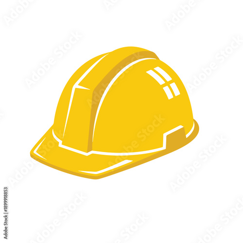 Yellow Construction Safety Hard Hat Flat Vector Icon, Labor Day Worker Protection Equipment Symbol Illustration