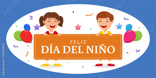 Vector illustration of Happy Spain Children's Day social media template