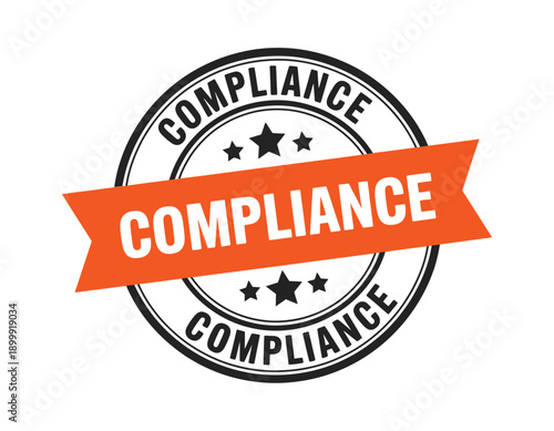 Compliance seal with ribbon banner official certification and regulatory adherence