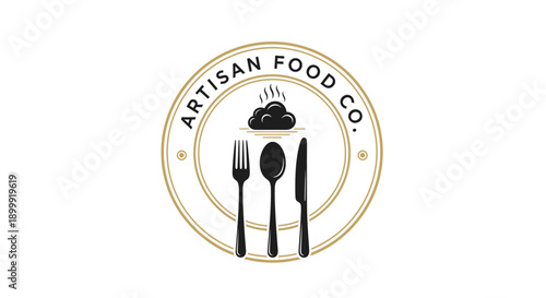 Artisan Food Co. logo with cutlery and smoke emblem.