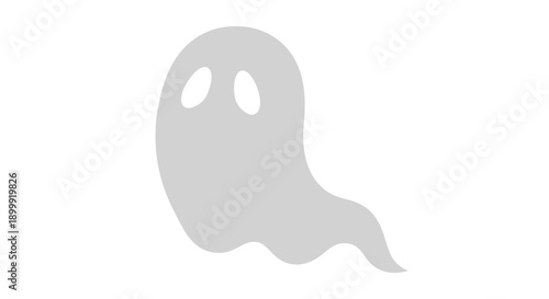 Simple Ghost Icon - Minimalist Cartoon Character on White Background