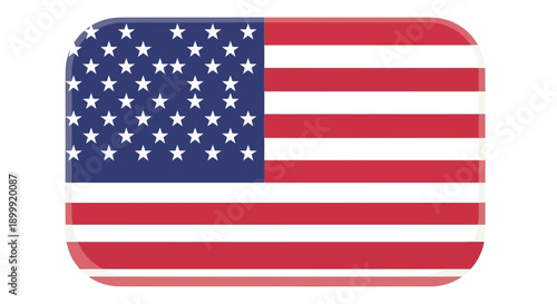 Rounded American Flag Icon with Stars and Stripes