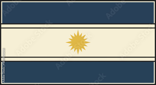 Argentina Flag - Sun of May Emblem, Blue, White Horizontal Stripes