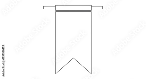 Blank Medieval Banner Flag Template, Heraldic Shield Shape, Isolated on White