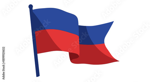 Waving Haitian Flag on White Background