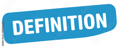 A blue banner displaying the word definition in white bold lettering