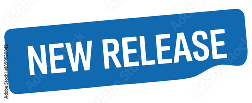 Bold blue ribbon banner proclaims a new release announcement with white text