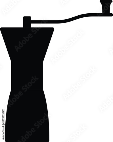 Manual Coffee Grinder Silhouette. Black and White Icon Design Elements on Isolated White Background
