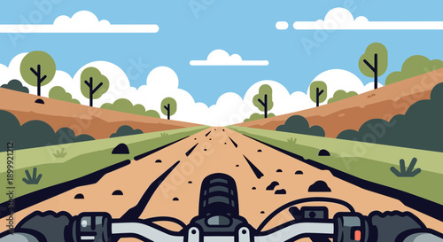 Riding Motorcycle on Dirt Road Through Scenic Landscape