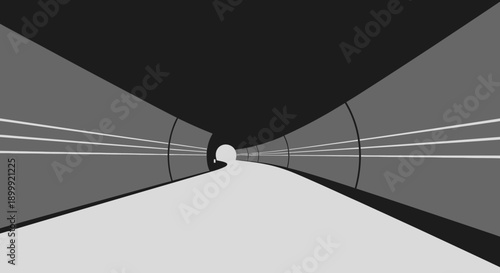 Abstract Futuristic Tunnel Perspective with Light at the End