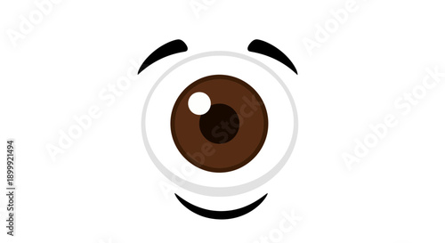 Cartoon Eye with Eyebrows and Smile