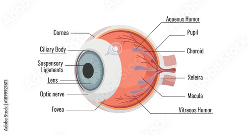 Human Eye Anatomy Diagram - Cross Section with Labels