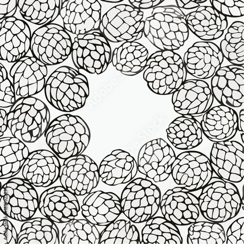 Close up of many brown pinecones filling the frame, a warm, autumnal seasonal background texture