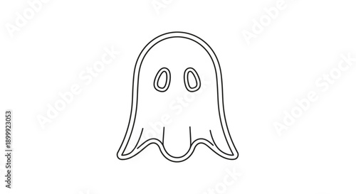Minimalist Ghost Icon Outline, Simple Halloween Spirit Vector Art