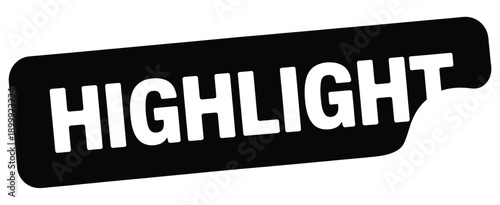 Black banner displaying the word highlight in bold white lettering