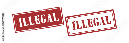 Two red illegal stamps displayed diagonally against a white background