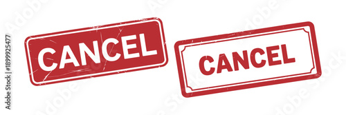 Two red cancel stamps displayed against a plain white backdrop