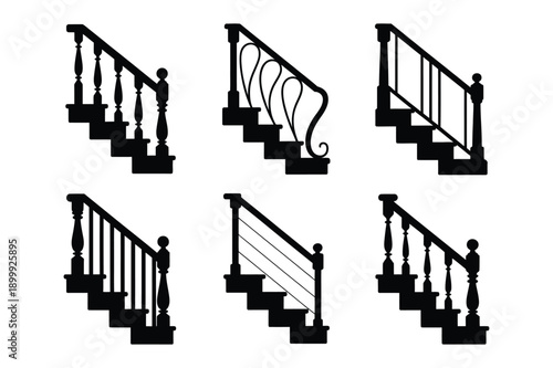 Variety of black staircase silhouettes