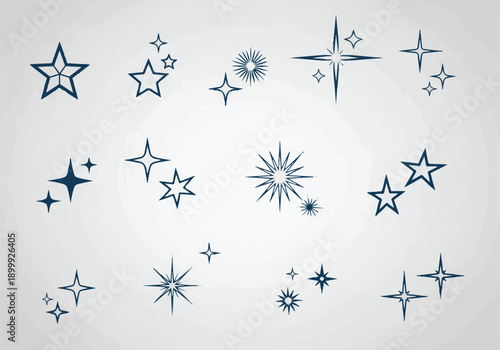 Abstract geometric star and sparkle burst graphic elements collection