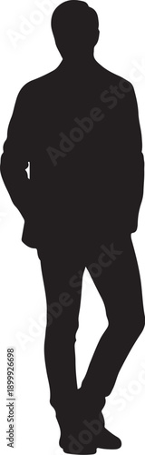 Black silhouette of a man in a suit and jeans male