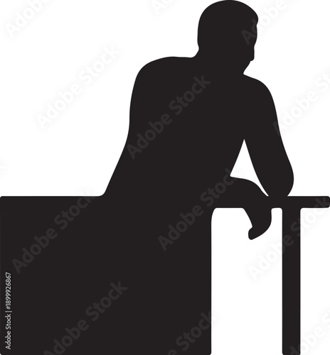 Black silhouette of a man leaning on a counter male