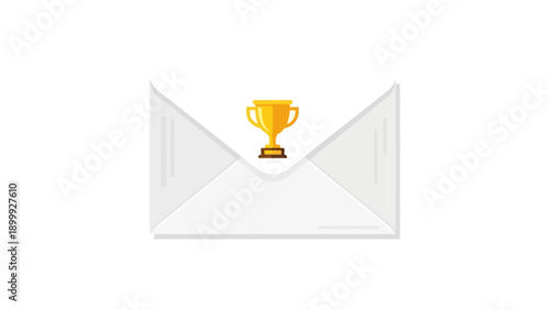 Envelope with Gold Trophy Icon for Winner Notification, Award Announcement, or Prize Mail Vector Illustration