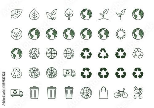 Eco-Friendly and Environmental Protection Icons Set: Sustainability Symbols