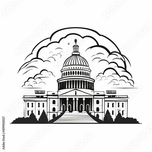 Dramatic clouds loom over the United States Capitol building highlighting an intense atmospheric moment