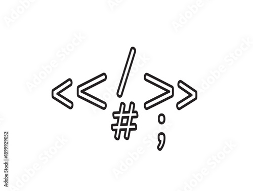 Minimalist vector illustration of less than and greater than symbols