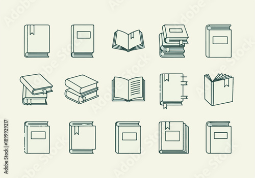 Books Publishing Icons Set Vector Illustration