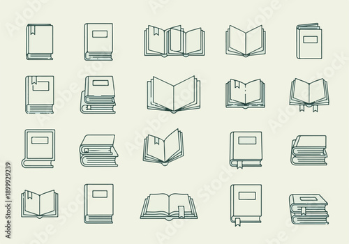 Books Publishing Icons Set Vector Illustration