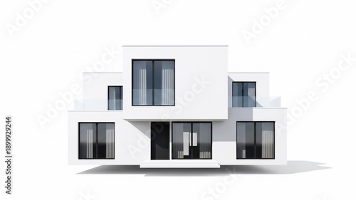 Modern White House with Large Windows.