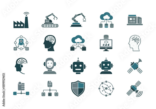 Artificial Intelligence Network Icons Vector Illustration