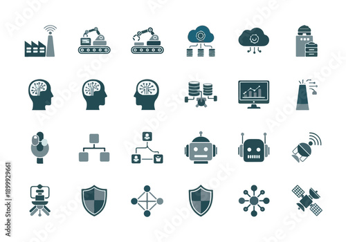 Artificial Intelligence Network Icons Vector Illustration