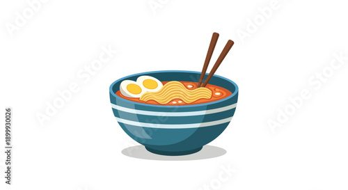 Delicious bowl of ramen noodle soup with egg