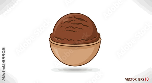 Delicious Chocolate Ice Cream Scoop in a Simple Brown Bowl, a Sweet and Refreshing Dessert
