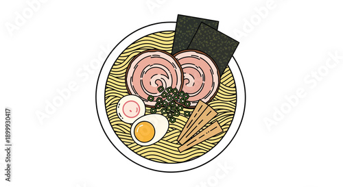 Delicious Japanese Ramen Noodle Dish with Sliced Pork and Boiled Egg