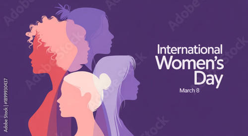 IWD, International Women's Day template, vector, banner, poster, card, logo, silhouette, illustration, design for Women's day wishes, greeting card, web, flyer, social media post, 8th March 