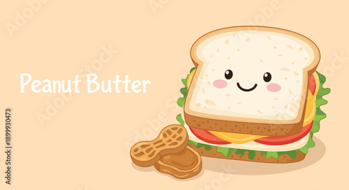 Delicious Peanut Butter Sandwich Illustration