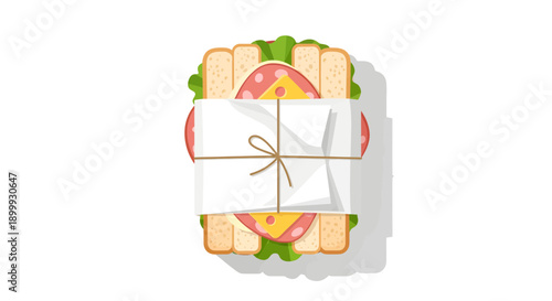 Delicious wrapped sandwich with fresh ingredients