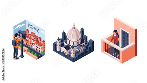 Isometric cityscapes: exploring rome and urban architecture