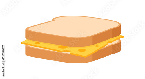 Vibrant Illustrated Cheese Sandwich: Wholesome Snack or Lunch Option Featuring White Bread