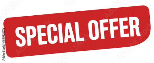 A vibrant red sticker prominently displays the words special offer in white