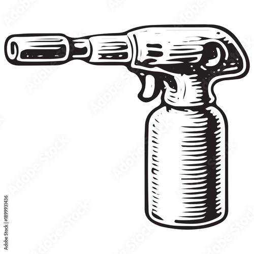 Vintage Gas Blowtorch Handheld Industrial Burner Tool Hand Drawn Retro Engraved Workshop Icon